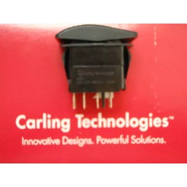 CARLING CONTURA ROCKER SWITCH VJD1G66B ON/OFF/ON BLACK ACTUATOR LIGHTED CARLING RED LENS