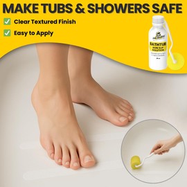Bathtub Non Slip Solution – Shower Floor Skin Safe Coating. Fixes Slippery Tubs & Showers. Clear Textured Grip for Acrylic & Fiberglass. Covers 1 Tub or Shower Pan