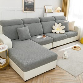 ele ELEOPTION Stretch Sofa Seat Cushion Cover, Upgraded Spandex Non-Slip Sofa Seat Cover, Sofa Cover Couch Cover for Sofa Seat Cushion (Light Grey, 2-Seater for Length 100-135 cm)