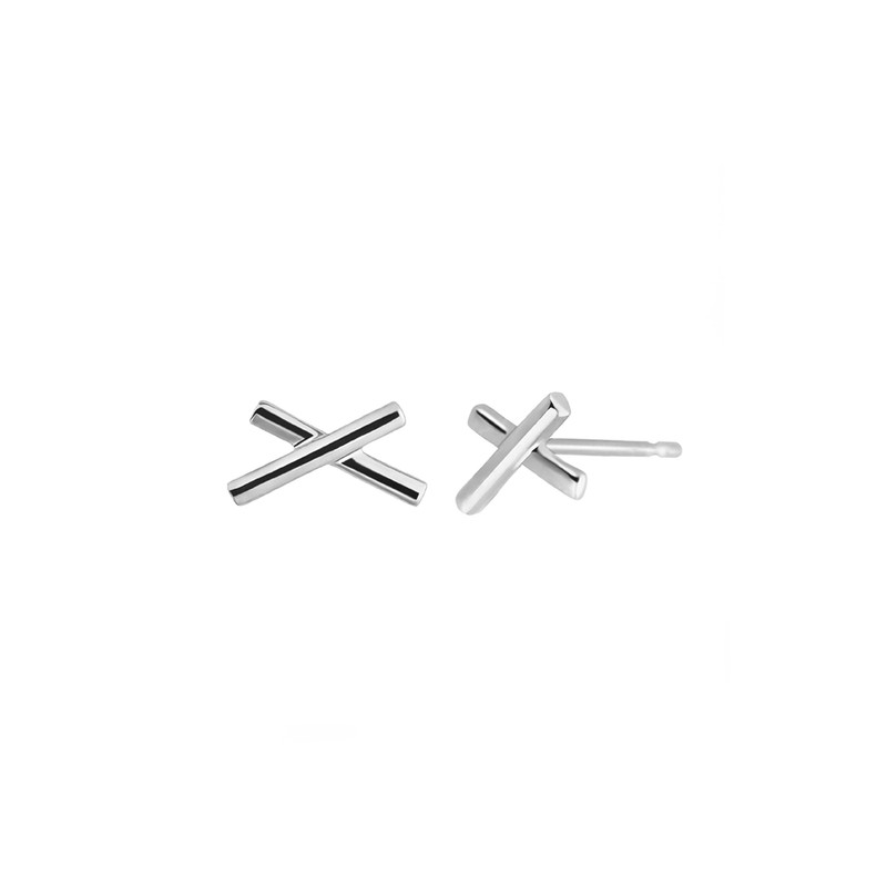 Gold&Deer 14K GF tiny cross earrings white gold / 골드앤디어