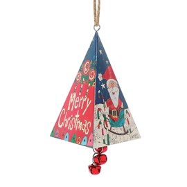 Enesco Izzy and Oliver Painted Peace by Stephanie Burgess Santa Merry Christmas 3-Sided Triangle Hanging Ornament, 5 Inch, Multicolor