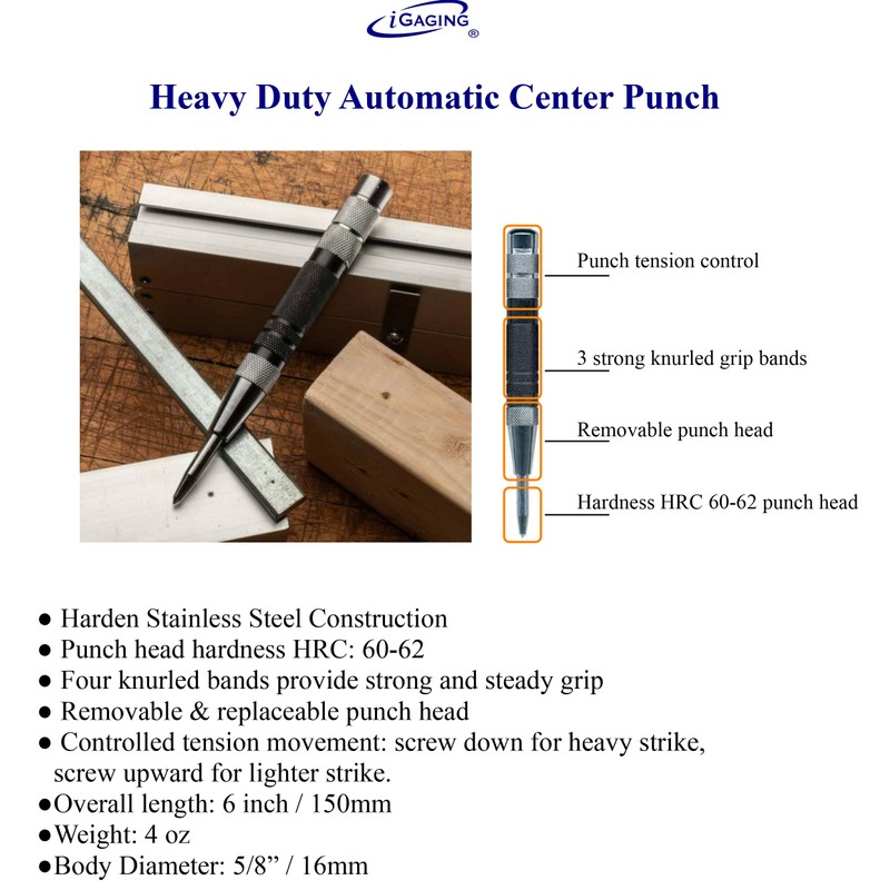 iGAGING Super Heavy Duty Automatic Center Punch, 36-S302