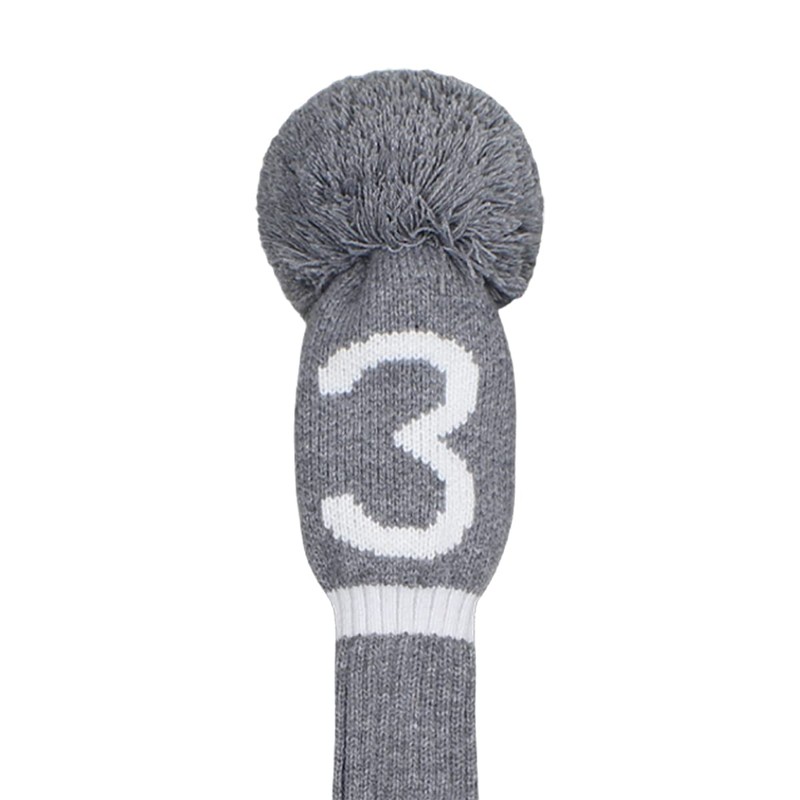 Knitted Pom Pom Golf Headwear Set for Driver Wood, Fairway