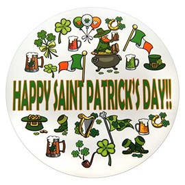 Novel Merk Saint Patrick’s Day Jumble Refrigerator Magnet – Vinyl Jumbo Extra Large 5” Round Magnet for Fridge, Lockers, Décor, Party Favor – Attaches to Metal Surfaces (1 Pack)