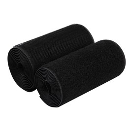 MYUREN 4 Inch Sew on Hook and Loop Strips | Easy to Sew | Excellent Grip | Non-Adhesive Back Nylon Fabric Fastener Strips for Clothing Sewing Crafts and DIY Projects, Black, 4in x 1.1yd