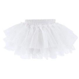 Baby Girl Tutu Skirt with Nappy Cover Toddler Birthday Party Dance Pettiskirt, White