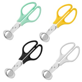 XINMEIWEN 4Pack Stainless Steel Quail Egg Cutter Scissors Quail and Pigeon Egg Cutter Tool Quail Scissors Opener Quail Egg Cracker for Home Kitchen (Black+White+Yellow+Blue)