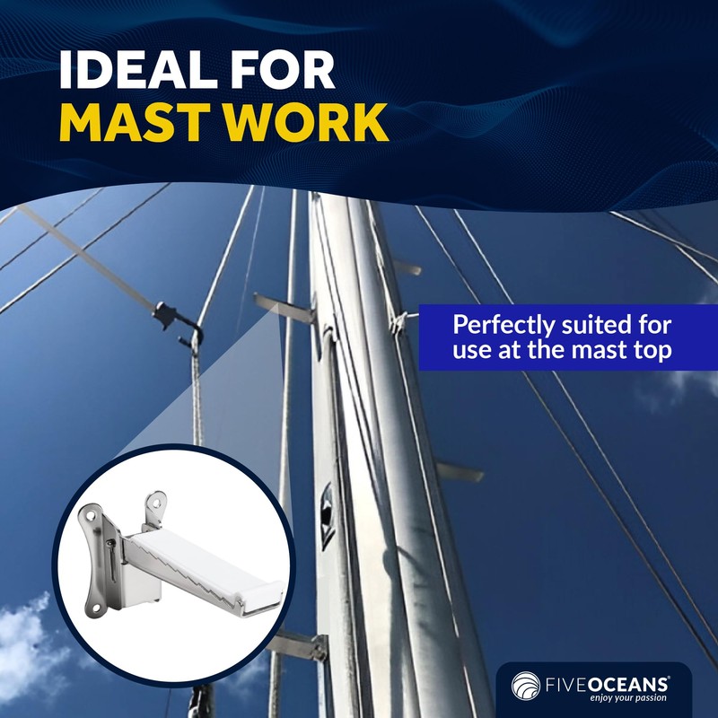 Five Oceans Folding Step, Folding Mast Step - Stainless Steel