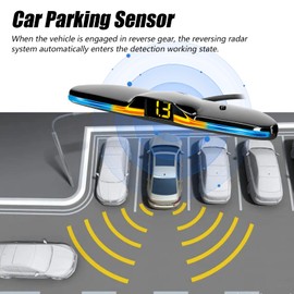 Sunydog Car Parking Sensor, Parking Kit with 4 Sensors, Reverse Sensor, Distance Detection, LED Light, Distance Indicator, Warning Buzzer