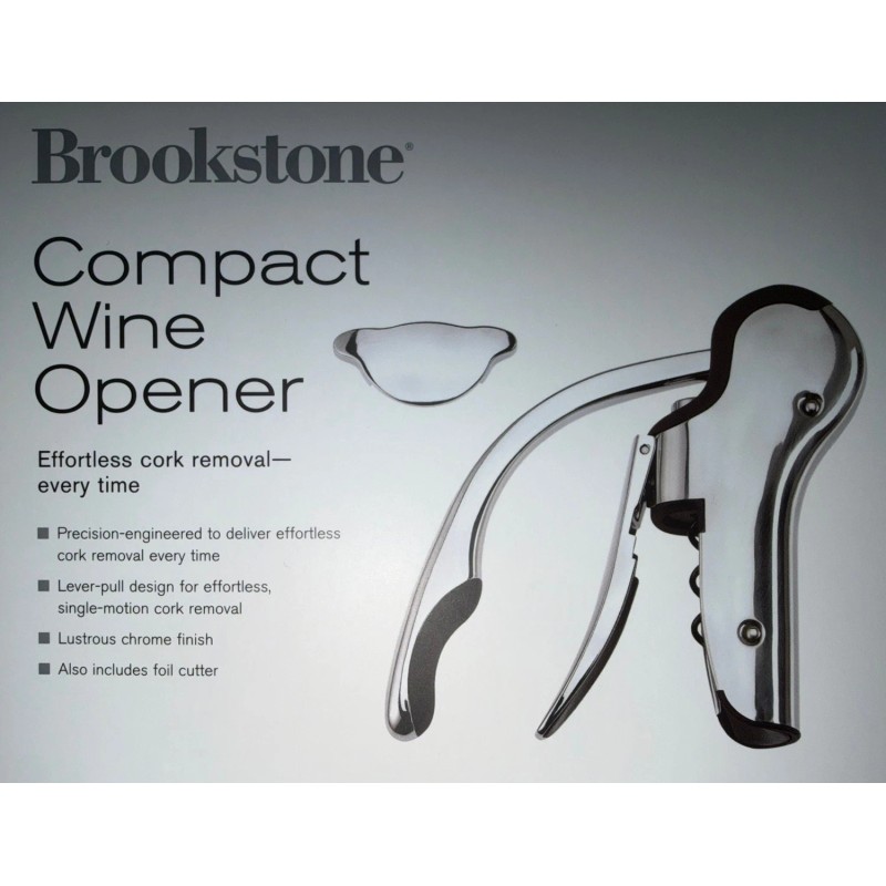 Brookstone Compact Wine Opener Corkscrew & Foil Cutter Set -