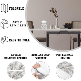 OHEGBXE Tissue Box Cover White Marble with Gold Veins Leather Tissue Box Holder Cube Paper Case Cover Facial Paper Organizer Dispenser for Bathroom, Vanity Countertop, Office Desk