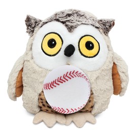 DolliBu Fat Brown Owl Stuffed Animal with Baseball Plush - Soft Plush Huggable Owl, Adorable Playtime Owl Plush Toy, Cute Wildlife Gift for Kids and Adults - 10 Inches