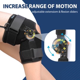 Nvorliy Hinged ROM Knee Brace with Shoulder Strap, Side Stabilizers & Locking Dials, Post Op Knee Immobilizer for Arthritis, ACL, MCL, PCL, Meniscus Tear, Injurie/Knee Pain (Large)