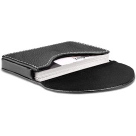 Cartera porta tarjetas de presentación de cuero para hombres o mujeres, tarjetero de bolsillo con cierre magnético, apto para 25 tarjetas de presentación, color negro