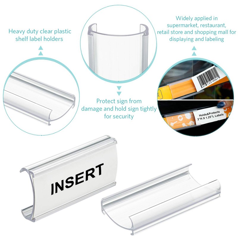 Outus 30 Pieces Plastic Label Holders Wire Shelf Label Holders