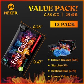 MEKER Fire Color Changing Packets - Fire Pit, Campfires, Outdoor Fireplaces, Bonfire - Fire Color - Perfect Fire Camping Accessories for Kids & Adults (12 Pack)