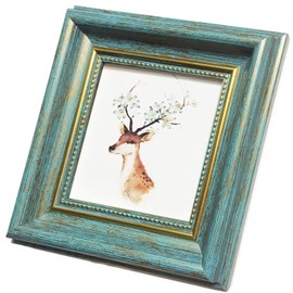 AMHOME 3.5x3.5 Picture Frame Blue Square Photo Frame The Overall Size 5.5x5.5 Picture Frame Desktop Display Mount on the wall.Plexiglass Panel (not Glass), Plastic Packaging (not Carton Packaging).