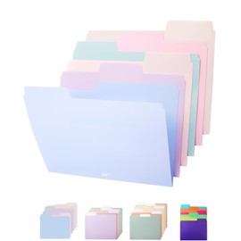 Mr. Pen- Pastel Poly File Folders, 1/3 Cut Tab, 6 Pack, Letter Size, Colored File Folders, Letter File Folders, Color Folders, Office File Folders, Office Supplies File Folders, File Folder