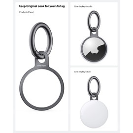 [4er Pack] Stouchi AirTag Schlüsselanhänger Rostfreier Stahl AirTags Hülle Case Holder mit Zwei Schlüsselanhängern und Zwei Riemen Einfache Einrichtung Schlankes Design für Air Tag Schlüsselfinder