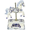 CG 80111 8.5" White and Blue Carousel Horse ATOP Platform Music Box