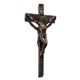 UNICORN STUDIO 13 Inch Cold Cast Crucifix Religious Wall Plaque, Bronze Color