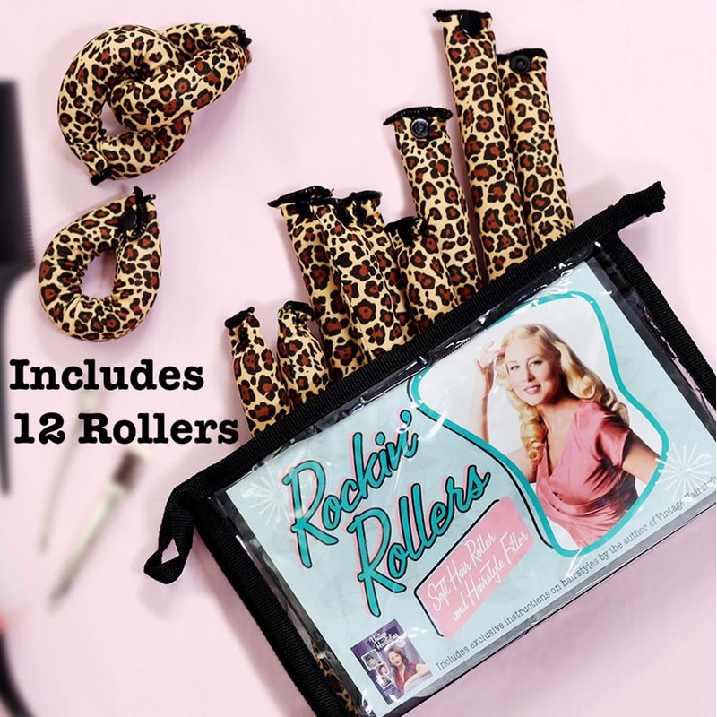 Rockin' Rollers Soft Leopard Print Hair Rollers and Hair Filler