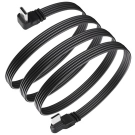 GIASYIEH 90 Degree Right Angle USB C to USB C Cable - 45W PD Fast Charging Flat USB 2.0 Type C Male to Male Cord with 4-Way Angled Connector for USB C Devices Laptop Tablet Mobile Phone (1M/3.3Ft)