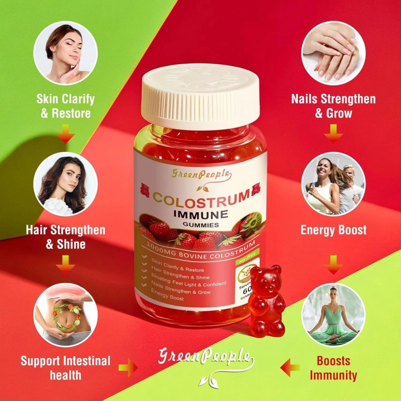 2 Pack Colostrum Supplement Gummies for Women & Men, with
