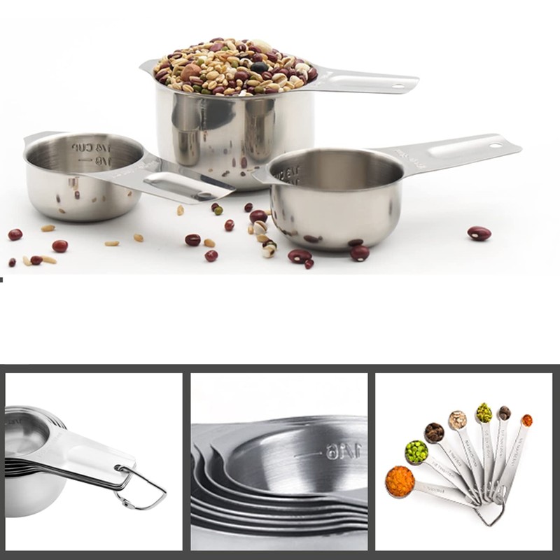 Meiyijia Stainless Steel Measuring Spoons, Stackable Soup Spoons for Measuring