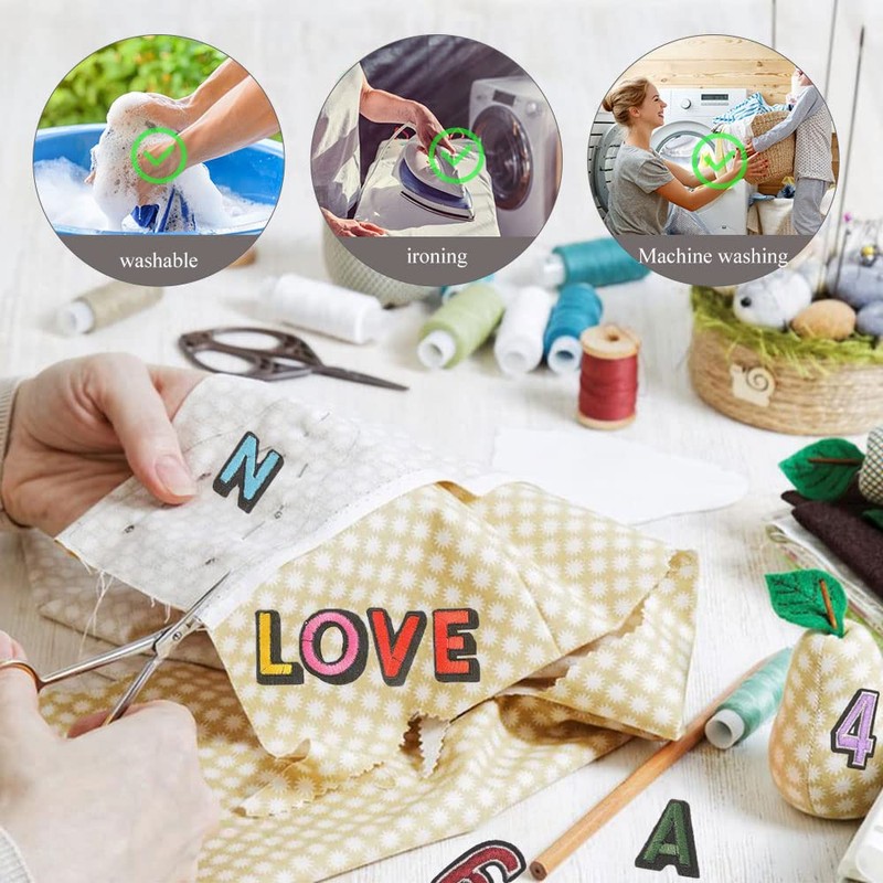 Pilikoll 62 Pcs Iron on Letters Iron on Numbers Patches