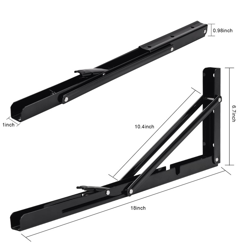 YUMORE Folding Shelf Brackets, 18 Inch Heavy Duty Collapsible Shelf
