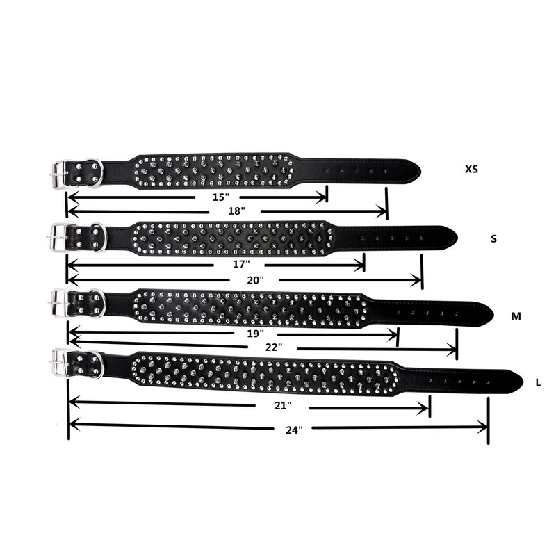 BTDCFY Hoot PU Leather Adjustable Spiked Studded Dog Collar 2"