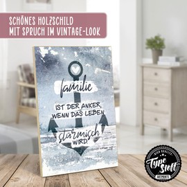 TypeStoff Wooden Sign with Saying - Family - Vintage Look with Quote as Gift and Decoration on the Theme of Anchor, Security and Protection - HS-01280