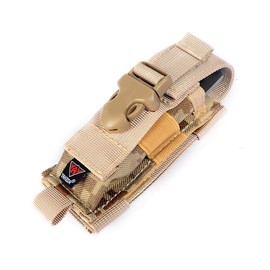 Multitool Pouch Sheath Folding Knife Sheath Pouch for Belt Molle Flashlight Mag Pouch (Tan)