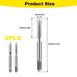 2 PCS M4 X 0.7mm Metric Hand Machine Tap Set, H2 High Speed Steel 3 Straight Flutes Screw Metal Tapping Drill Bits Set for Threading Holes Machinist Repair DIY Tool
