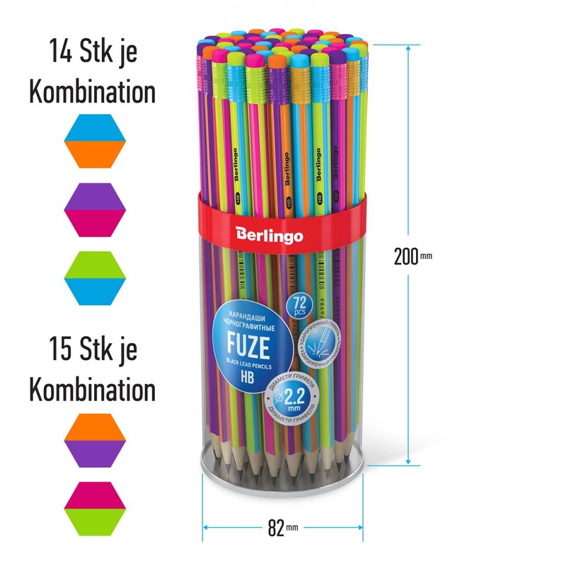 Berlingo Fuze Series 72 Pieces HB Pencil Set with Eraser