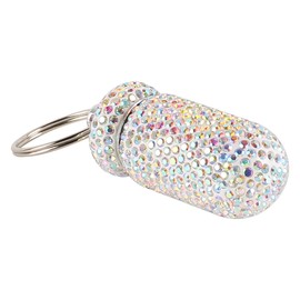 WANGCL Pack of 2 Waterproof Pill Box Portable Pill Bottle Crystal Mini Pill Holder Pocket Pill Storage Box with Keyring