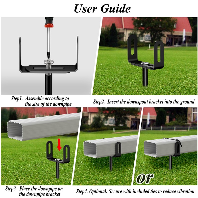 Downspout Bracket,Heavy Duty Size-Adjustable Storm-Proof Downpipe Bracket with Rust-Resistant Coating-Solid