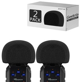 Geekria for Creators Foam Windscreen Compatible with Zoom H6 Essential Recorder, Microphone Wind Cover, Sponge Filter, Portable Digital Recorder (Black/2-Pack)