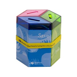 Classic MoonJar Award Winning Save Spend Share Educational Tin Toy Bank with Passbook| Moneybox for Children 3+ Years | Teaches Responsible Money Management & Financial Skills