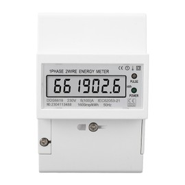 Electricity Meter 1 Phase 2 Wire LCD AC  5A 100A Energy Power Monitor DIN Rail Mount for Home