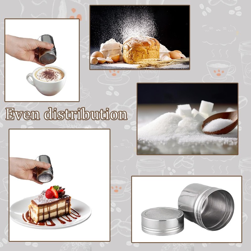 2 Packs Sugar Shaker 304 Stainless Steel Powdered Sugar Shaker