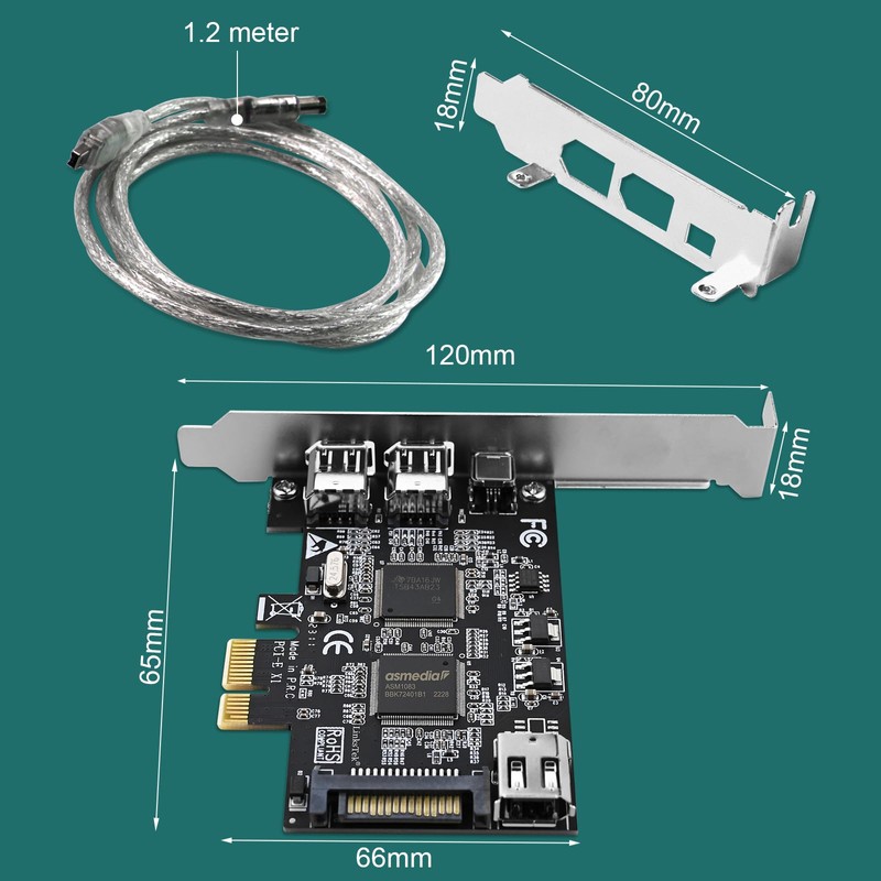 LinksTek 4-Ports PCIE 1394A Firewire 400 Card for Windows OS