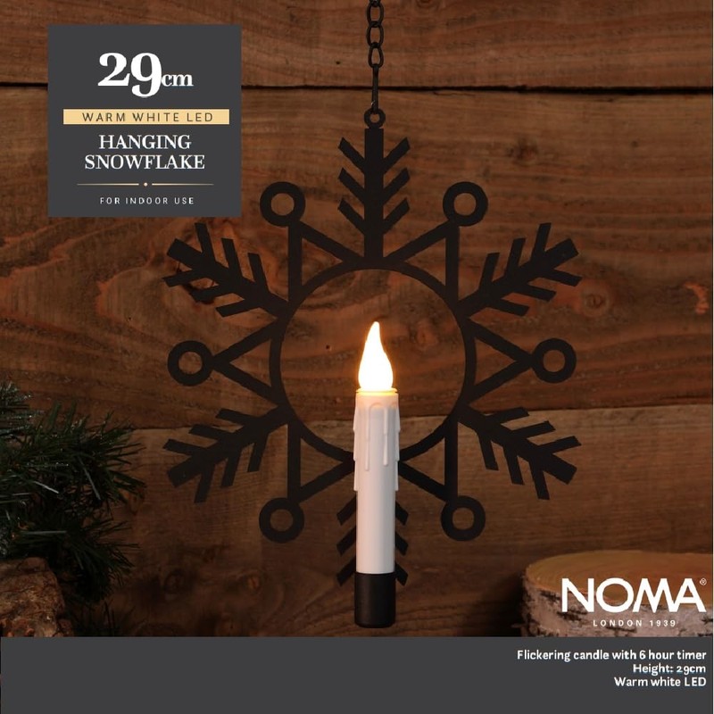 Noma Hanging Snowflake, Black, 29 cm (Pack of 1)