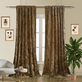 Liians Velvet Blackout Curtains Soft Luxury 2 Panels Curtains for Bedroom Nursery Patio Doors Rod Pocket Back Tab Drapes Curtains for Living Room,52 by 108 Inch, Brown