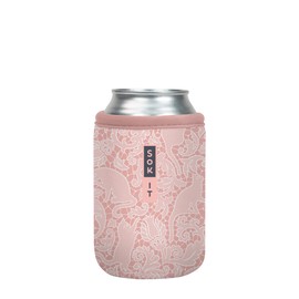 Sok It Can Sok Sleeve for Beer & Soda Insulated Neoprene Cover (Paisley Pink Cats, 12oz Can Sleeve)