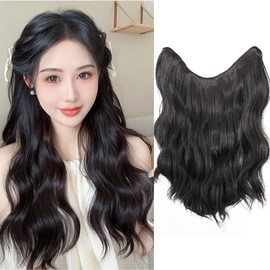 MASAHA Hair Extension, Collar Leg Wig, Hair Extension, Wavy, Loose Curls, Curly Hair, Semi-Long, Partial Wig, Hairpiece, Volume Up (Light Brown, 15.7 inches (40 cm)