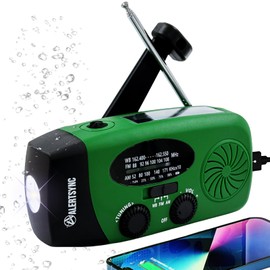 5000mAh Emergency Radio, Portable Solar Hand Crank Radio, Multi-Function FM AM NOAA Weather Radio with SOS Alarm, 4 Modes LED Flashlight, Earphone Jack, USB-C Cable, Cellphone Charger for Camping