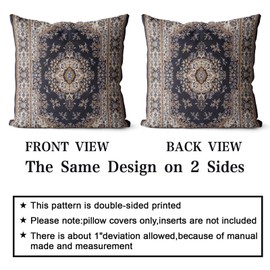 Snylcce Boho Pillow Covers 26x26 inch Set of 2 Bohemian Carpet Throw Pillows For Couch Navy Blue Red Geometric Floral Decorative Pillow Cases Farmhouse Home Decor For Sofa Outdoor(Black gold)