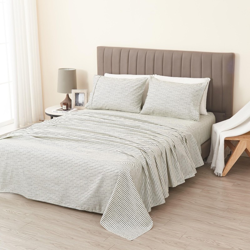 Great Bay Home 4-Piece Full Size Stripe Microfiber Sheet Set